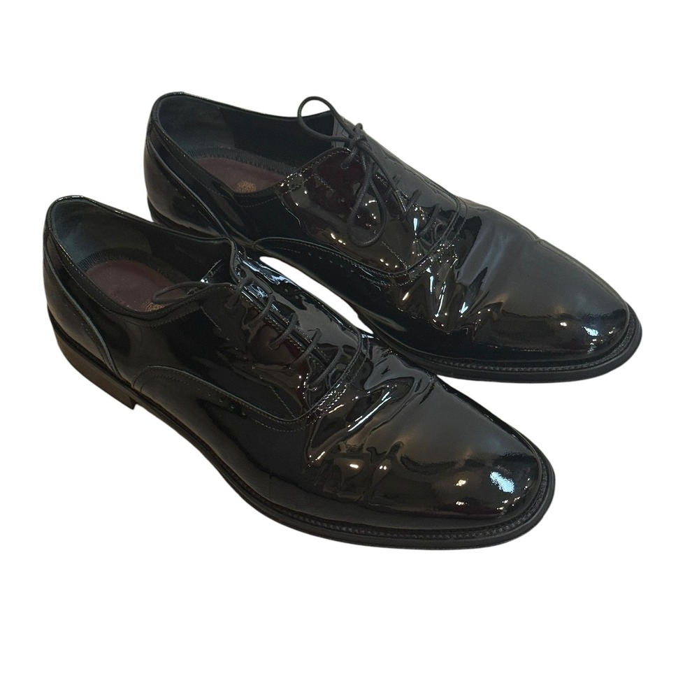 Bruno Magli Mens Black Patent Leather Oxford Dress Shoes Made in Italy Size 11